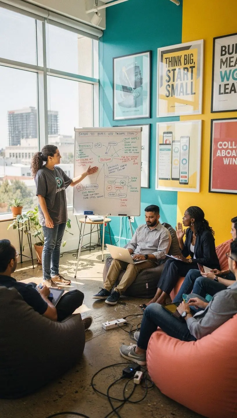 Workspace featuring a tablet showing a time management tool alongside a cup of coffee and notebook.