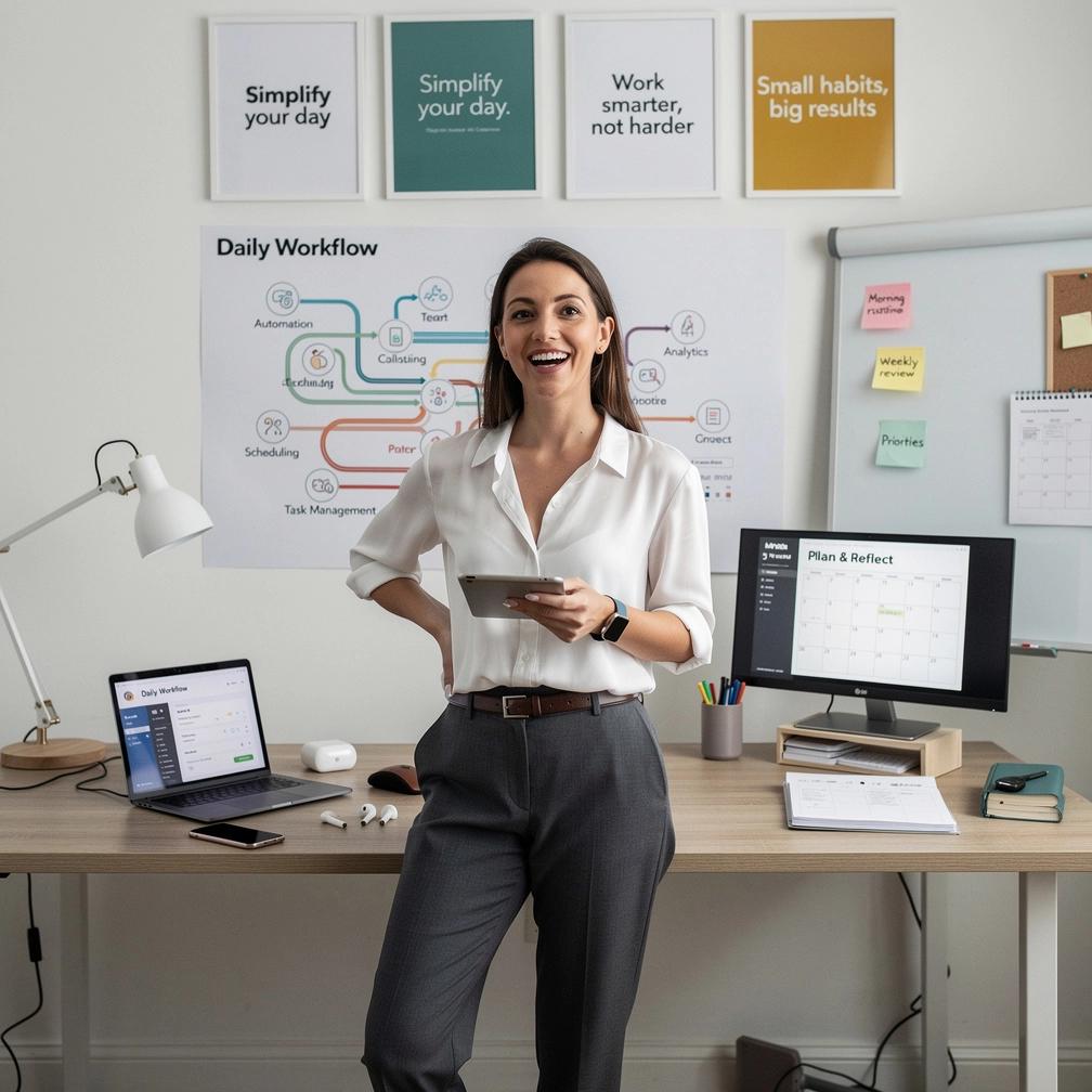 Person using a smartphone app to automate daily tasks and improve time management