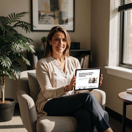 Modern workspace featuring a tablet, coffee cup, and digital planner for efficient routine planning